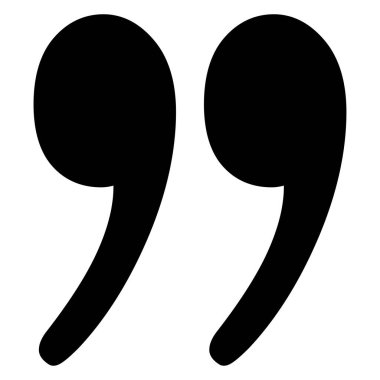 Sohbet veya tanım için işaret simgesi. Alıntı simgesi. Tırnak işareti. Konuşma sembolü illüstrasyonu. Çifte virgül grafik tasarımı. Modern Tipografi ve İletişim Elementleri.