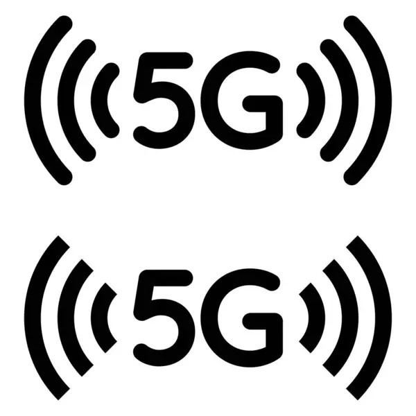 5G simge seti. Sinyal çubuğu 5 G. 5G internet ağı. Akıllı telefon, UI ve uygulama tasarımı için yüksek hızlı mobil ağ teknolojisi. Wi-Fi. Beşinci nesil kablosuz telekomünikasyon internet sembolü. Stok vektörü.