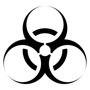 Biyolojik tehlike işareti. Biyolojik tehlike uyarı sembolü. Madde. Salgın virüs kavramı ve halk sağlığının enfeksiyon ve salgınlardan korunması için karantina. Vektör simgesi.