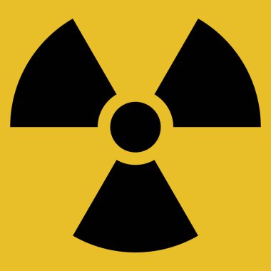 ISO 361 Uluslararası iyonize radyasyon trefolil sembolü. Radyoaktif kirlenme ikonu. Radyasyon tehlikesi uyarısı. Nükleer Sarı İşaret Vektörü illüstrasyonu.