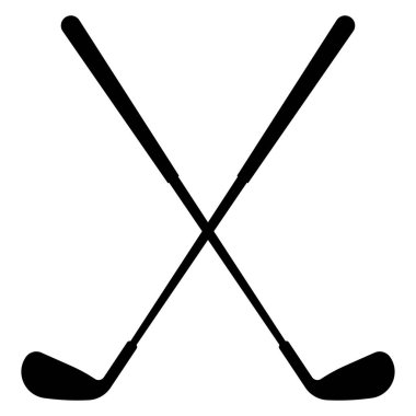 Spor uygulamaları ve web siteleri için bir çift demir ya da golf sopası düz vektör ikonu. Çapraz Golf Rozeti Logosu Grafiği. Beyaz arkaplanda resim.