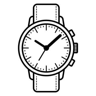 Analog Saat Vektör Simgesi Düz Biçimli, Profesyonel Bilek İzleme İşareti Hem Erkek, hem Klasik Bilek İzleme Sembolü, Zaman Tasarım Elemanı, Deadline Düz Sembol, Analog Saat İllüstrasyonu.