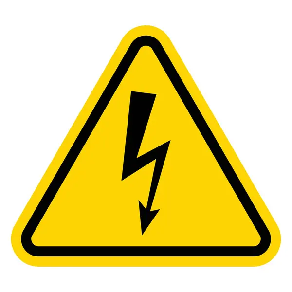Yüksek voltajlı uyarı işareti. Tehlikeli elektrik voltaj ikonu. Tehlike vektör sembolü. Elektrik Şoku Tehlike. Sarı üçgende siyah yıldırım oku.