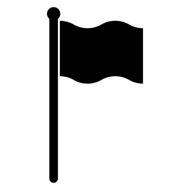 Bayrak sallama ikonu. Basit bir tarz. Siyah siluet. Uygulamalar ve web siteleri için düz simge. Vektör illüstrasyonu.
