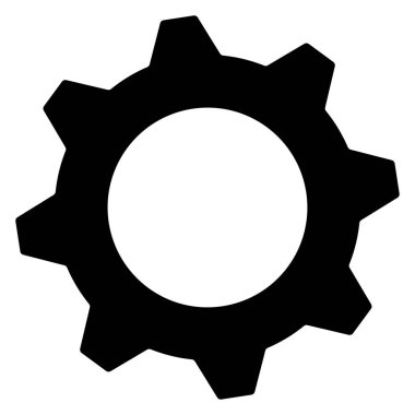 Beyaz arkaplanda izole edilmiş basit siyah ayarlar sembolü. Vites kutusu simgesi. Stok vektörü.