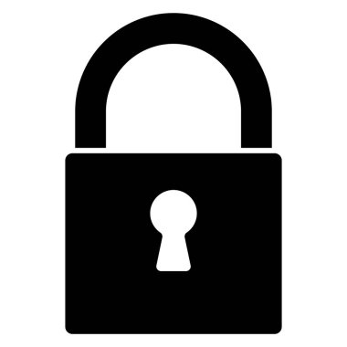 Kapalı simgeyi kilitle. Kilitli, asma kilit sembolü. Web pankartları ve mobil uygulamalar için şablon tasarımı, yazdırılmış materyaller, bilgi grafikleri. Stok vektör illüstrasyonu.