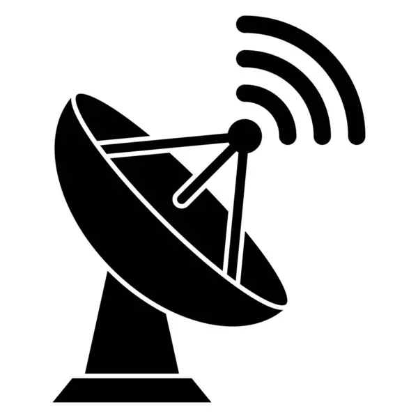 Radar uydu çanak anten düz vektör simgesi. Büyük uydu anteni alıcısı ve televizyon vericisi, uygulamalar ve web siteleri için radyo ileticisi.