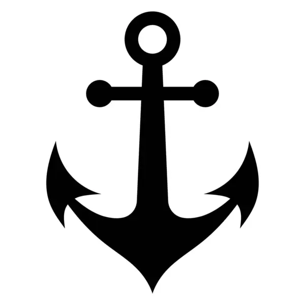 Çapa vektör simgesi. Denizde çapa. Denizcilik gemisi çizim sembolü. Basit düz stil işareti. Siyah siluet.