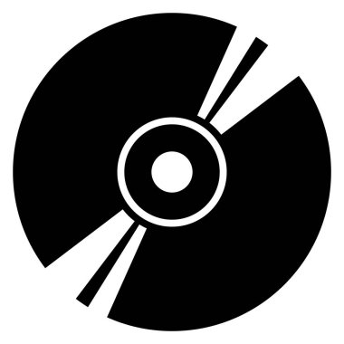 CD veya DVD vektör simgesi. Küçük disk sembolü. Siyah siluet.