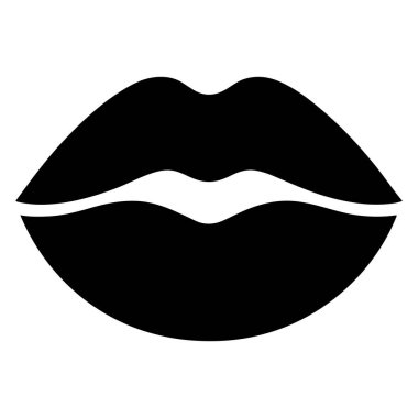Ağız dudağı vektör ikonu. Siyah silueti öpen bir kız. Kadın dudakları tasarım Güzellik konsepti.
