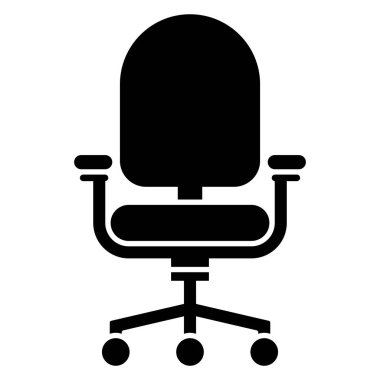 Modern ofis sandalye vektör simgesi. Çalışma alanı ve Ergonomik Mobilya Tasarımı. Siyah siluet. Sembol, logo illüstrasyonu.