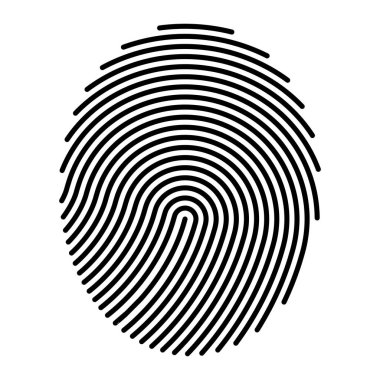 Parmak izi vektör simgesi. Kişisel kimlik kartı. Parmağına bas, güvenlik taraması yap. Benzersiz dokunmatik kimlik. Bireysel parmak ucu.