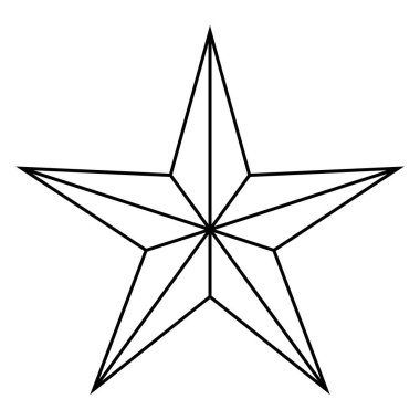 Tek yıldız vektör simgesi. Sivri uçlar ve minimalist tasarımda kalın hatlar. Grafik tasarım projeleri için, dijital illüstrasyon.
