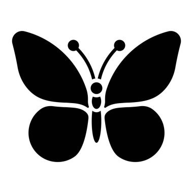 Kelebek vektör simgesi. Uçan böcek. Kelebekler siyah siluet. Basit işaret, sembol, logo, illüstrasyon.