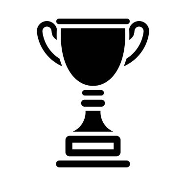Ödül vektör simgesi. Kazanan kupa işareti. Siyah siluet. Birincilik sembolü. Rekabetçi Olaylarda Başarı ve Başarı.