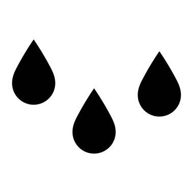 Su damlaları vektör illüstrasyonu. Üç damla su. Siyah siluet. Yağmur sembolü. Hava Simgesi ve Çevre Tasarımı.