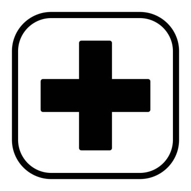 Tıbbi vektör ikonu. Tıbbi sağlık hastanesi tabelası. Acil tıp konsepti. İlk yardım. Sağlık hizmetleri sembolü.