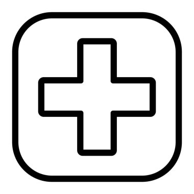 Tıbbi vektör ikonu. Tıbbi sağlık hastanesi tabelası. Acil tıp konsepti. İlk yardım. Sağlık hizmetleri sembolü.