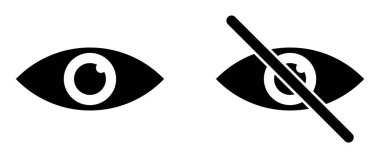Göz ve göz vektör simgesi yok. Görülmeyen sembol. İşareti göster ve gizle. Gözüne bakma. Tebdili kıyafet, Gizli, Görünmez.