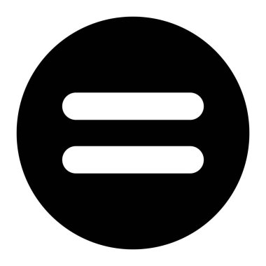 Eşit sembol vektör simgesi. Çemberde eşit matematik işareti. Siyah siluet.