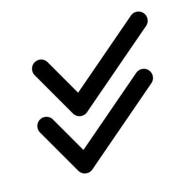 Çift işaretli vektör simgesi. Basit bir sembol. Çift tik, kabul edildi. Çift kontrol işareti. Web ve mobil için sağlam pictogram.