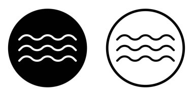 Dalga vektör simgesi ayarlandı. Deniz dalgası sembolü. Okyanus dalgası işareti. Su sembolü daire şeklinde. Beyaz arkaplanda izole.