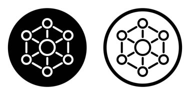 Ağ bağlantısı vektör çizgisi simgesi ayarlandı. İş ağı simgesi. Bilgisayar ağı sembolü daire içinde. Sosyal ağ.