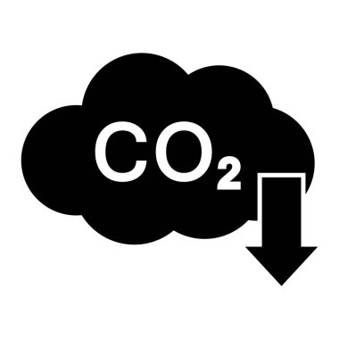 CO2 kirliliği azaltma vektör simgesi. Karbondioksit. Karbondioksit bulutu siyah silueti. Ekoloji ve Çevre.