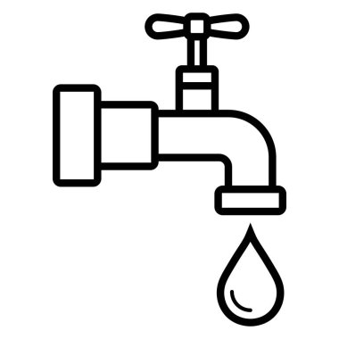 Damlalı musluk. Düz musluk ve boru damlası. Akış musluğunu çevir. Ev, ekonomi ve banyo için vektör ikonu. Beyaz arkaplanda izole.