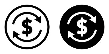 Dolar transfer vektör simgesi ayarlandı. Para değişimi sembolü. Para birimi dönüştürme işareti. Finansal işlem.