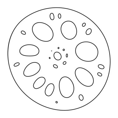 Lotus kökü vektör simgesi. Siyah siluet kesiti. Gözenekli bir yapı. Asya mutfağı. Vektör illüstrasyonu.