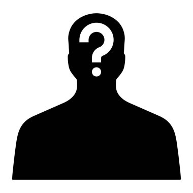 Kimliği belirsiz, maskeli, gizli yüzlü. İsimsiz karakter. Gizemli adam. Siyah siluet. Vektör illüstrasyonu.