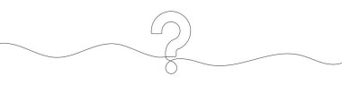 Soru işareti sembolünün sürekli çizimi. Bir çizgi. Tek sıra sanat. Vektör illüstrasyonu.