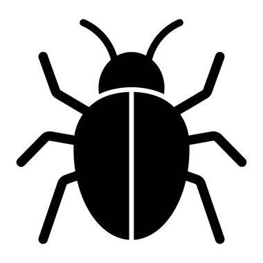 Böcek vektör simgesi. Yazılım hatası, doğa, böcek bilimi ya da haşere kontrolü için böcek, böcek sembolü. Beyaz arkaplanda siyah siluet izole edildi.