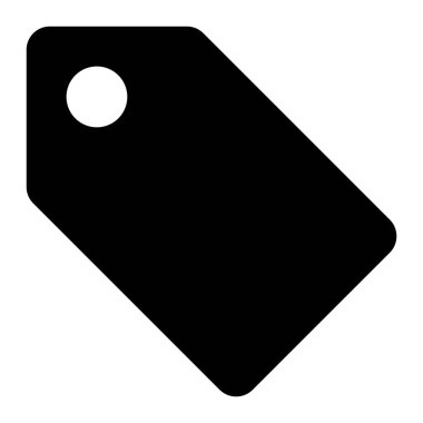 Fiyat etiketi veya etiket vektör simgesi as. Alışveriş etiketi, satış, indirim, ürün etiketi veya marka sembolü. Beyaz arkaplanda siyah siluet izole edildi.