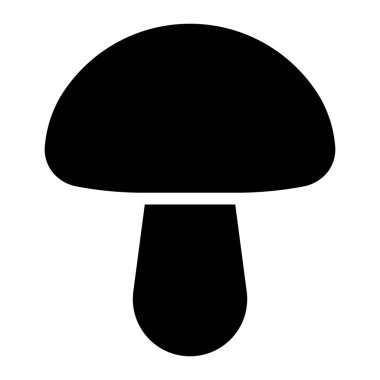 Mantar vektör simgesi. Yemek, yemek, doğa, organik ürün, vejetaryen ya da vejetaryen tasarım için yenilebilir mantar silueti. Basit siyah grafik, izole.