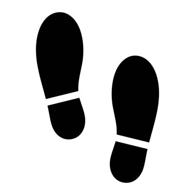 Ayakkabı izi vektör simgesi. Yürüyüş, iz, yaya yolu, yön ya da takip tasarımı için ayak sesleri sembolü. Siyah izole resimleme.