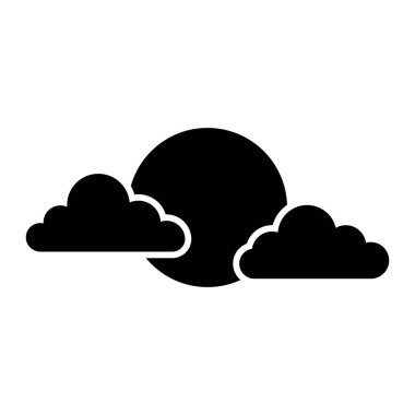 Bulutların siluet vektör simgesi olan ay. Hava tahmini, uyku zamanı, rüya ve akşam sahne tasarımı için gece gökyüzü sembolü. İzole illüstrasyon.