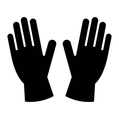 Koruyucu eldiven ikonu. Siyah güvenlik eldiveni silueti iş, temizlik, tıbbi, endüstriyel veya kimyasal koruma için. Vektör illüstrasyonu, izole.