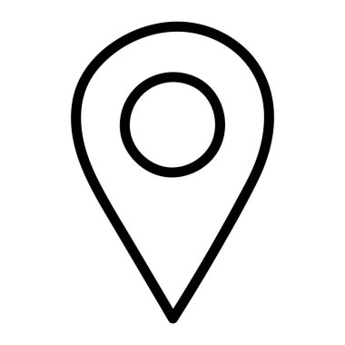 Harita iğne simgesi. Navigasyon, GPS ve harita arayüzü tasarımı için el çizimi karalama tarzı sembol. Vektör illüstrasyonu, izole.