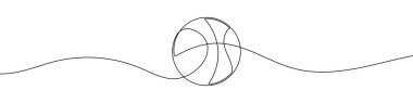 Devamlı bir basketbol topu çizimi. Minimalist spor malzemeleri sembolü. Vektör illüstrasyonu.