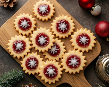 Festive Christmas cookies, beautifully arranged and perfect for a sweet holiday treat. generated with AI clipart