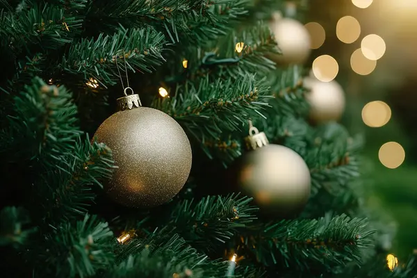 Noel ağacındaki Noel süsleri. Mutlu noeller. Yapay Zeka ile oluşturuldu