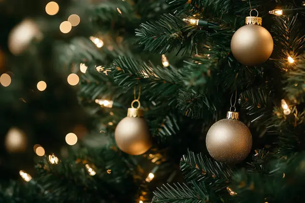 Noel ağacındaki Noel süsleri. Mutlu noeller. Yapay Zeka ile oluşturuldu