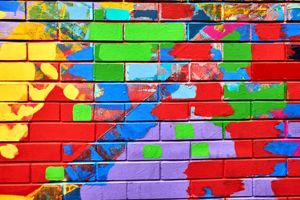 Buenos Aires, Arjantin - 14 Mayıs 2025 Palermo Mahallesindeki Canlı Renkli Tuğla Duvar