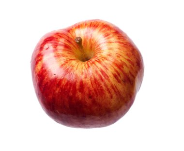 Beyaz Arkaplanda Tek Parlak Kırmızı Elma Perspektifi İzole Edildi 
