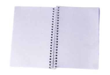 Beyaz Arkaplan üzerinde izole edilmiş Spiral Not Defteri Sayfalarını Aç