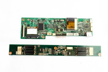 Beyaz arkaplanda izole edilmiş arka plan ışık çeviricili LCD denetleyici tahtası 