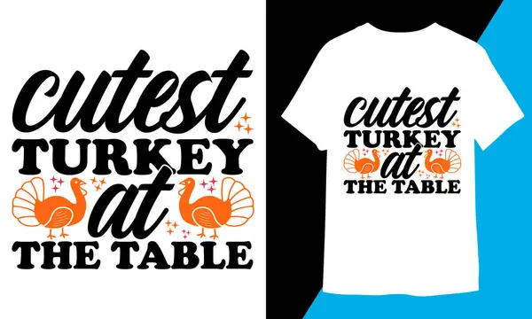 stock vector Cutest Turkey At The Table T-shirt Design