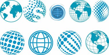 Dünya sembolü koleksiyon vektör tasarımının kümesi